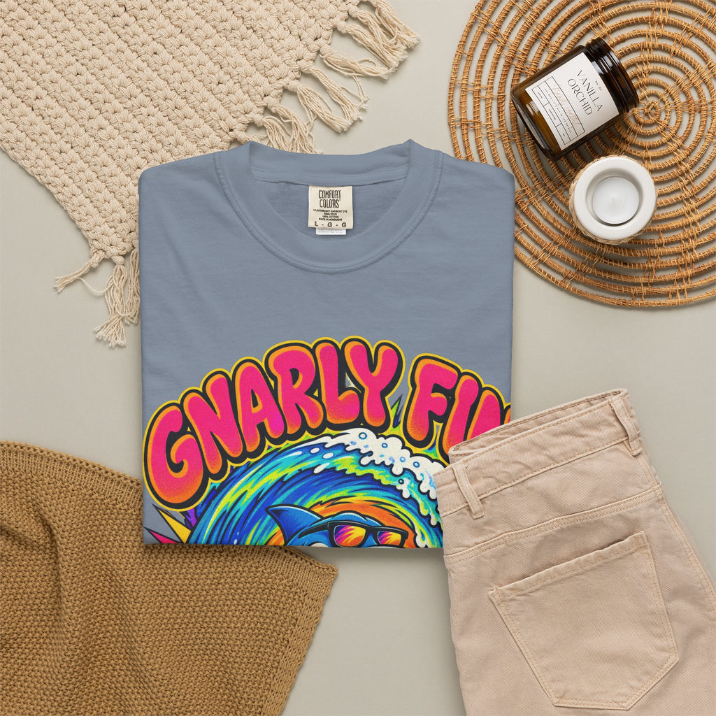 Gnarly Fin Surf Club Tee | Retro Shark Surf Shirt | Funny Shark T-Shirt | Comfort Colors