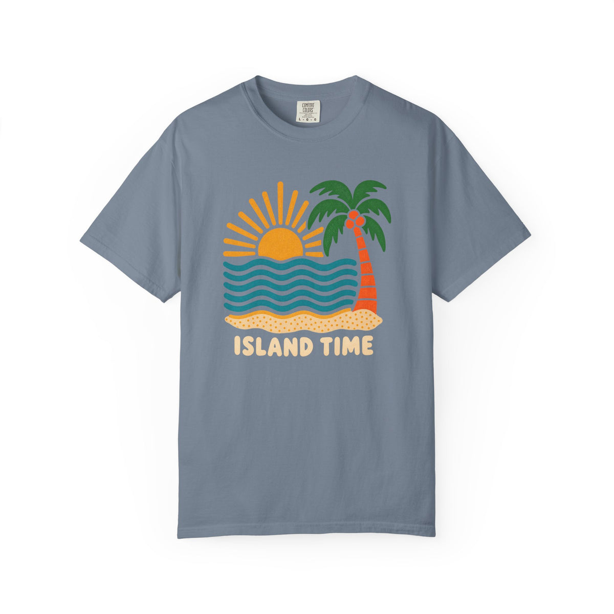 Island Time Tee | Retro Sun Palm Wave Shirt | Tropical Beach T-Shirt | Comfort Colors Gift