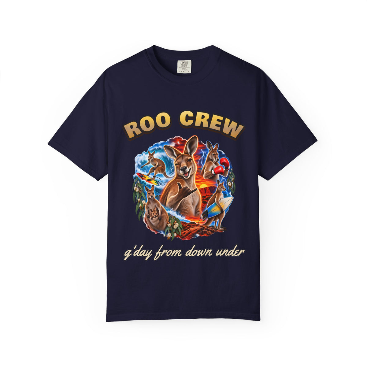 Roo Crew Kangaroo Shirt | Funny Aussie Bootleg Tee | Comfort Colors T-Shirt