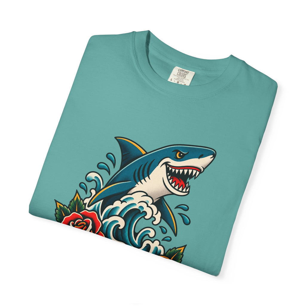 Shark Bait Not Today Tee | Tattoo Style Shark Shirt | Old School Surf T-Shirt | Comfort Colors Surfer Gift