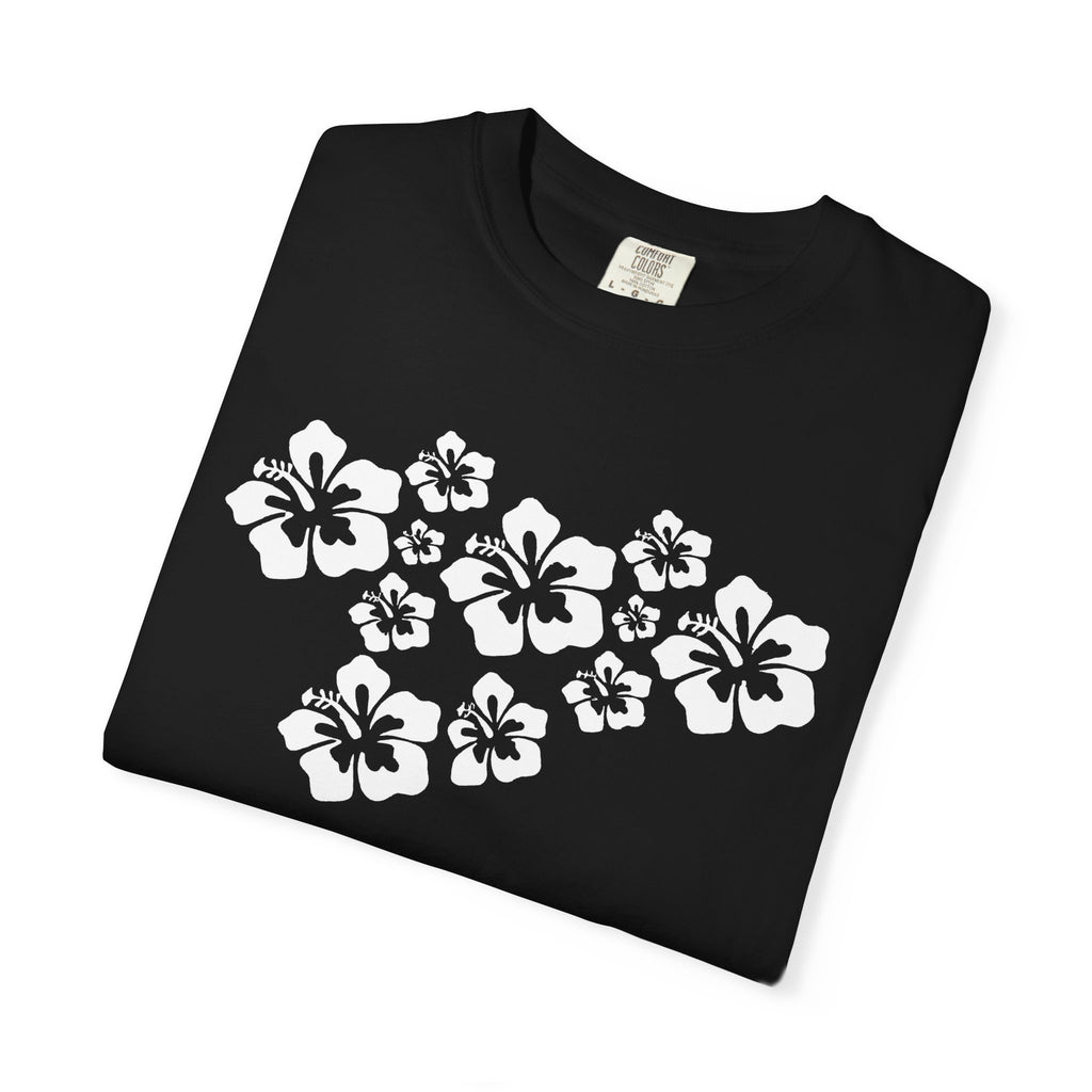 Hibiscus Flowers Tee | White Hibiscus Cluster Shirt | Tropical Island Flower T-Shirt | Comfort Colors