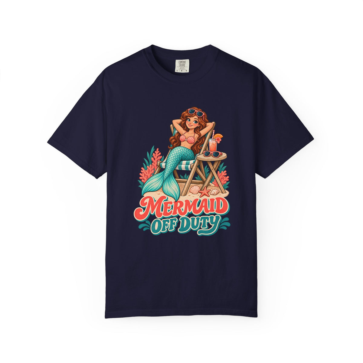 Mermaid Off Duty Tee | Cute Mermaid Beach Chair Shirt | Funny Vacation T-Shirt | Comfort Colors Watermelon