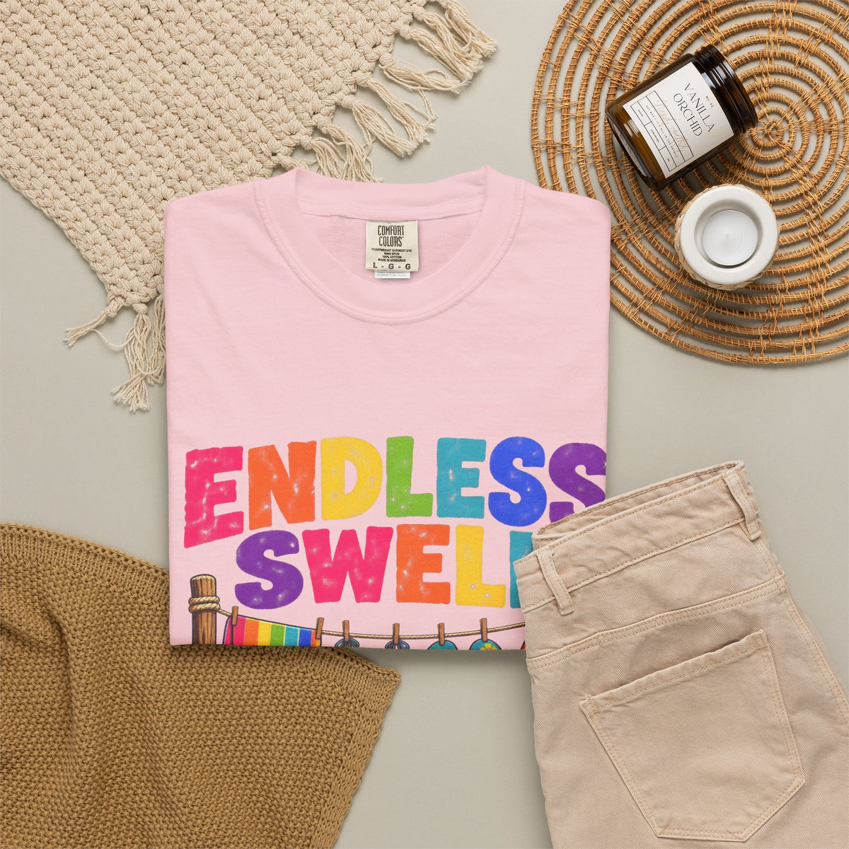 Endless Swell Season Tee | Retro Beach Clothesline Shirt | Colorful Surf T-Shirt | Comfort Colors