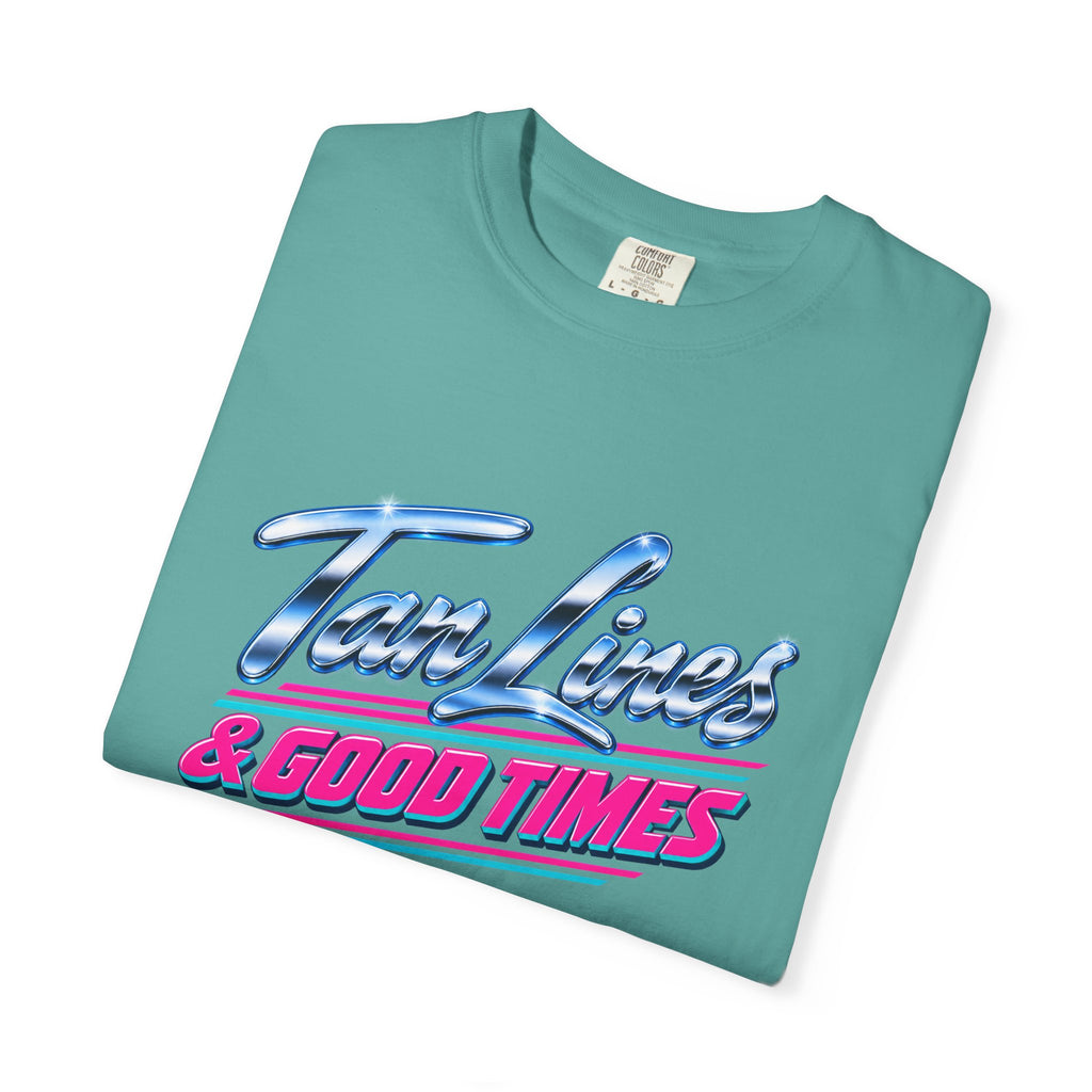 Tan Lines and Good Times Tee | Retro 80s Chrome Summer Shirt | Beach Vacation T-Shirt | Comfort Colors