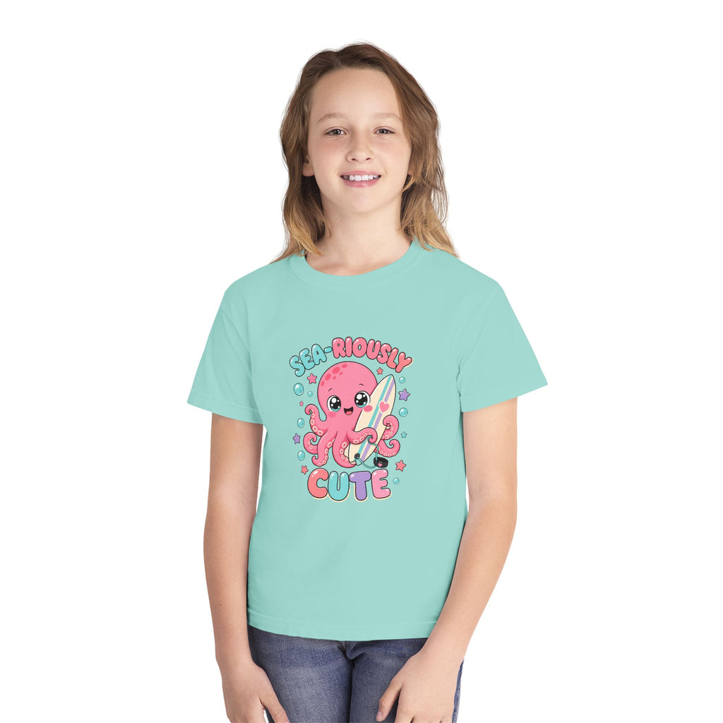 Sea-Riously Cute Kids Tee | Cute Octopus Kids Shirt | Youth Beach T-Shirt | Surf Kid Gift