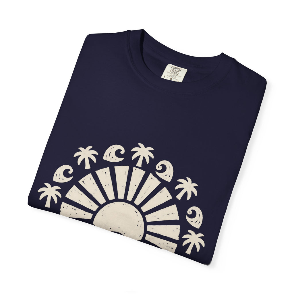 Linocut Sun Wave Shirt | Minimal Palm Medallion Tee | Comfort Colors T-Shirt
