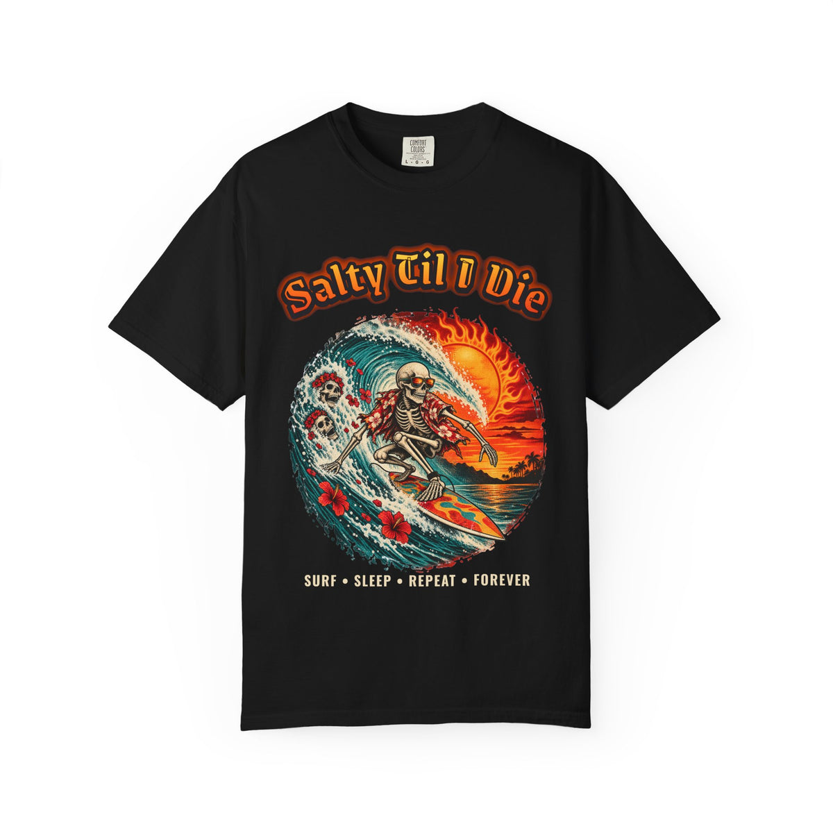 Salty Til I Die Skeleton Shirt | Surf Sleep Repeat Tee | Comfort Colors T-Shirt