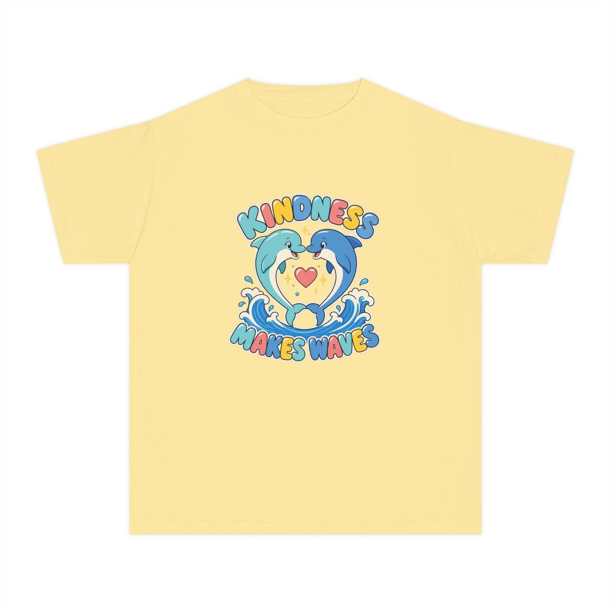 Kindness Makes Waves Kids Tee | Kindness Dolphin Kids Shirt | Youth Beach T-Shirt | Surf Kid Gift
