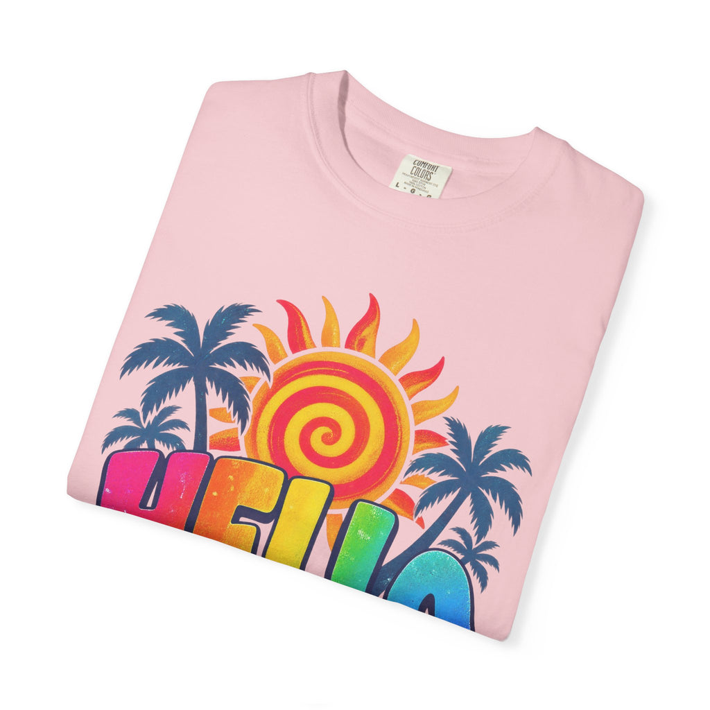 Hello Sunshine Tee | Retro Spiral Sun Shirt | Cute Summer T-Shirt | Comfort Colors