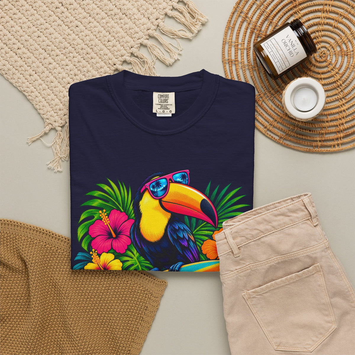 Tropical Mood Toucan Tee | Funny Toucan Surf Shirt | Tropical Jungle T-Shirt | Comfort Colors
