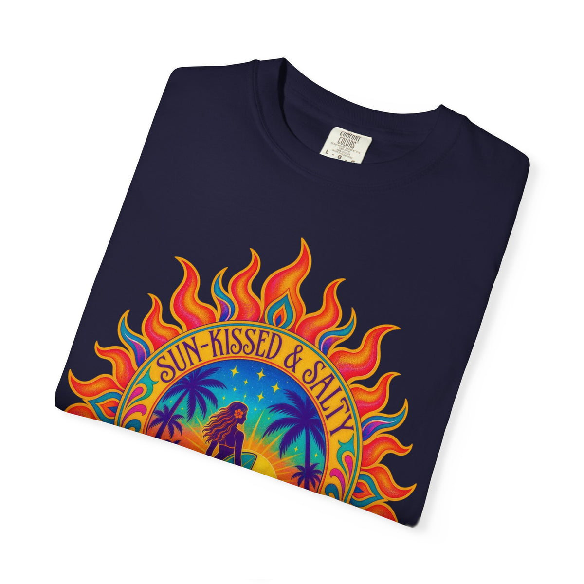 Sun-Kissed & Salty Tee | Sun Mandala Surf Girl Shirt | Boho Beach T-Shirt | Comfort Colors