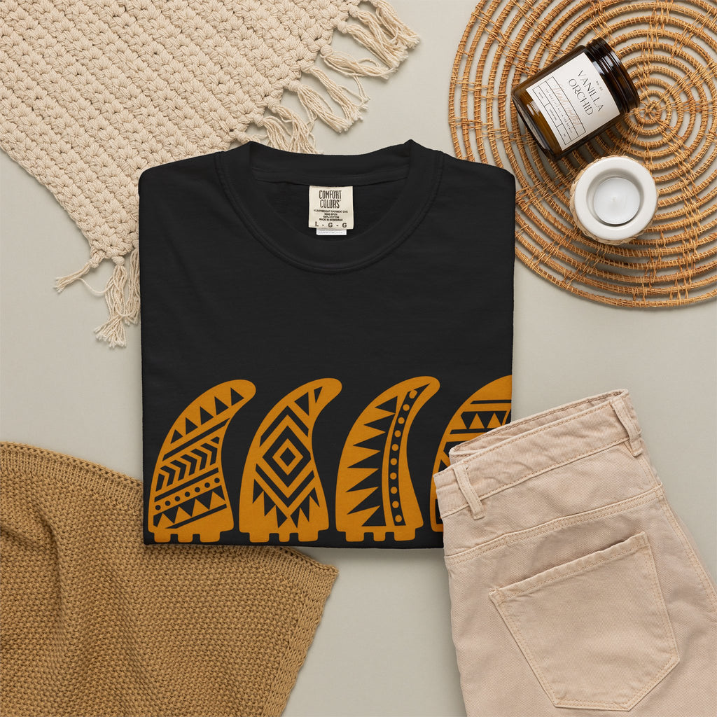 Tribal Fin Rows Shirt | Geometric Surf Fins Tee | Comfort Colors T-Shirt