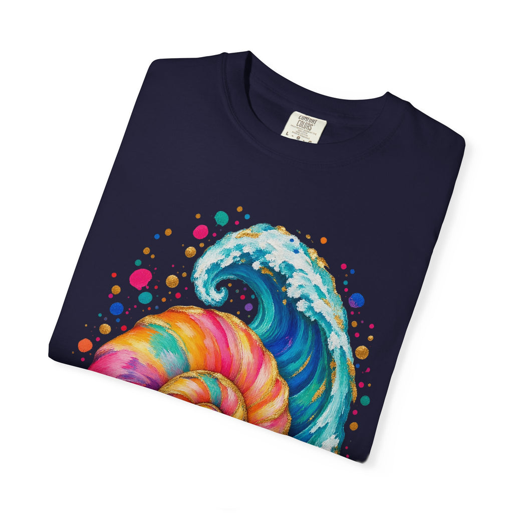 Spiral Seashell Wave Shirt | Pastel Shell Ocean Tee | Comfort Colors T-Shirt