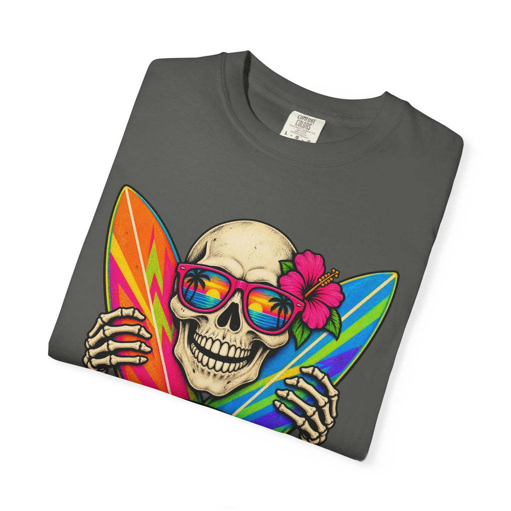 Surf Till You're Bones Tee | Funny Skeleton Surf Shirt | Retro Surfer T-Shirt | Comfort Colors