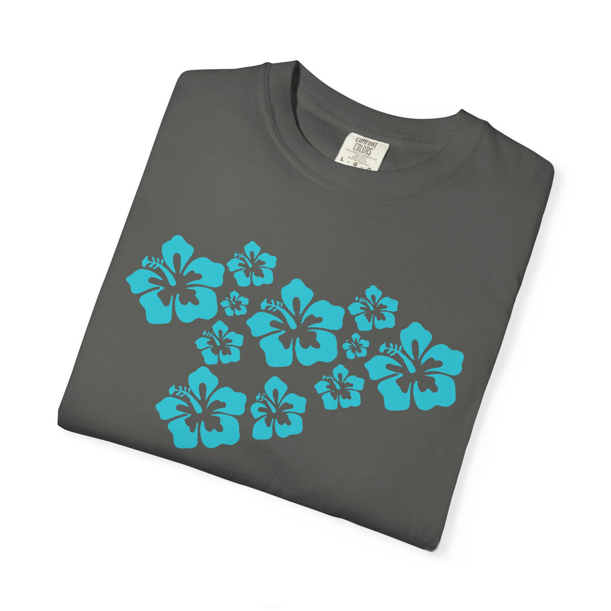 Hibiscus Flowers Tee | Teal Hibiscus Cluster Shirt | Tropical Island Flower T-Shirt | Comfort Colors
