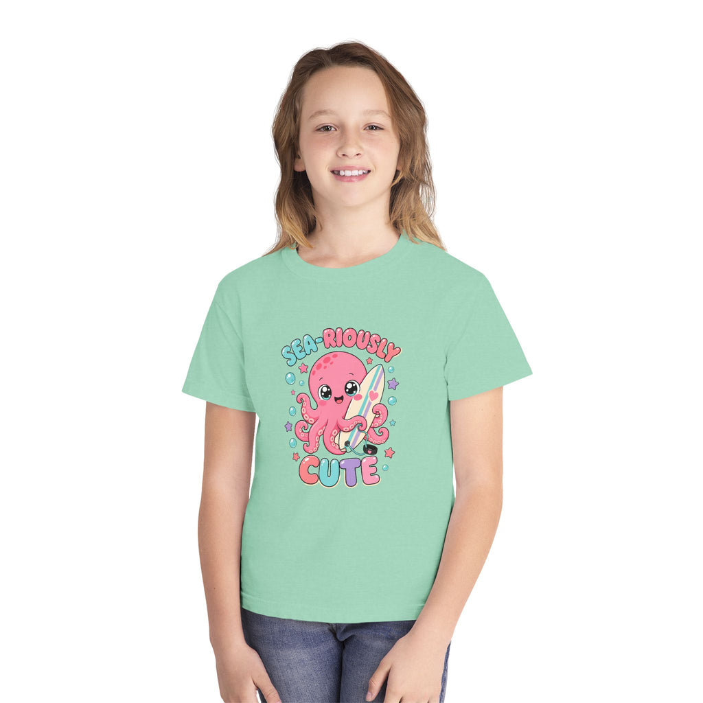 Sea-Riously Cute Kids Tee | Cute Octopus Kids Shirt | Youth Beach T-Shirt | Surf Kid Gift