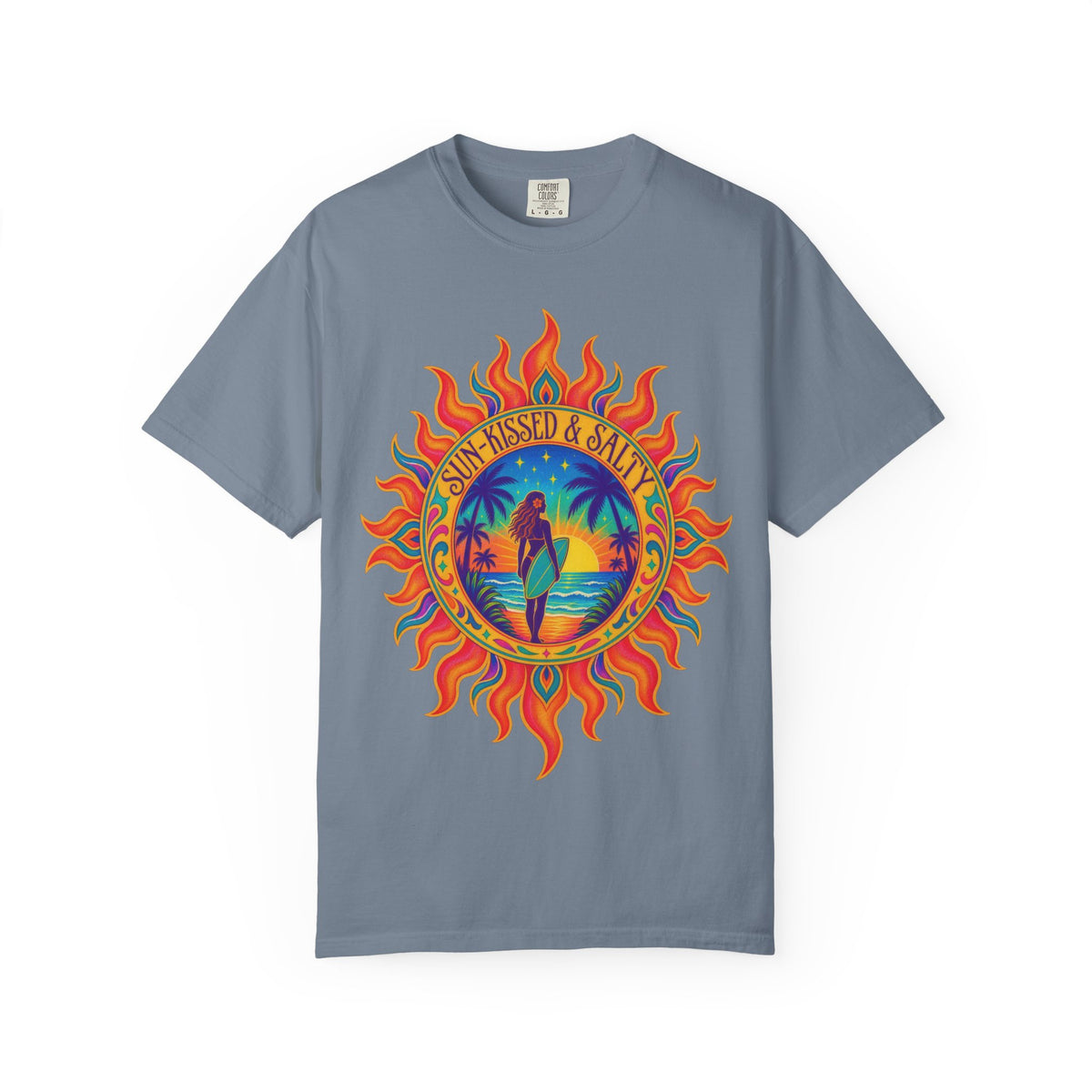Sun-Kissed & Salty Tee | Sun Mandala Surf Girl Shirt | Boho Beach T-Shirt | Comfort Colors