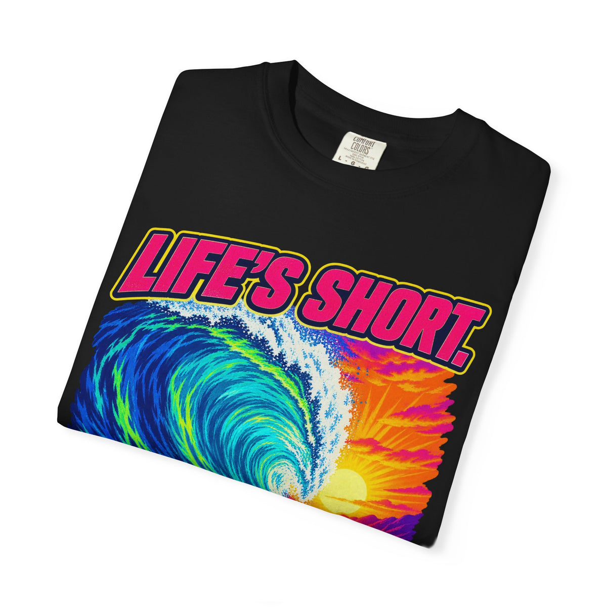 Life's Short Paddle Out Tee | Surf Motivation Shirt | Retro Surfboard T-Shirt | Comfort Colors