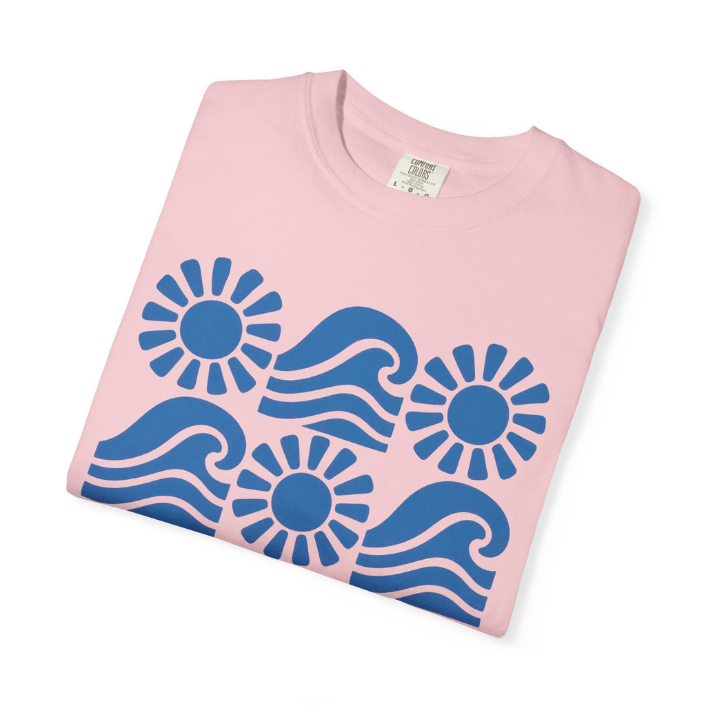 Wave Days Shirt | Block Print Wave Sun Tee | Comfort Colors T-Shirt