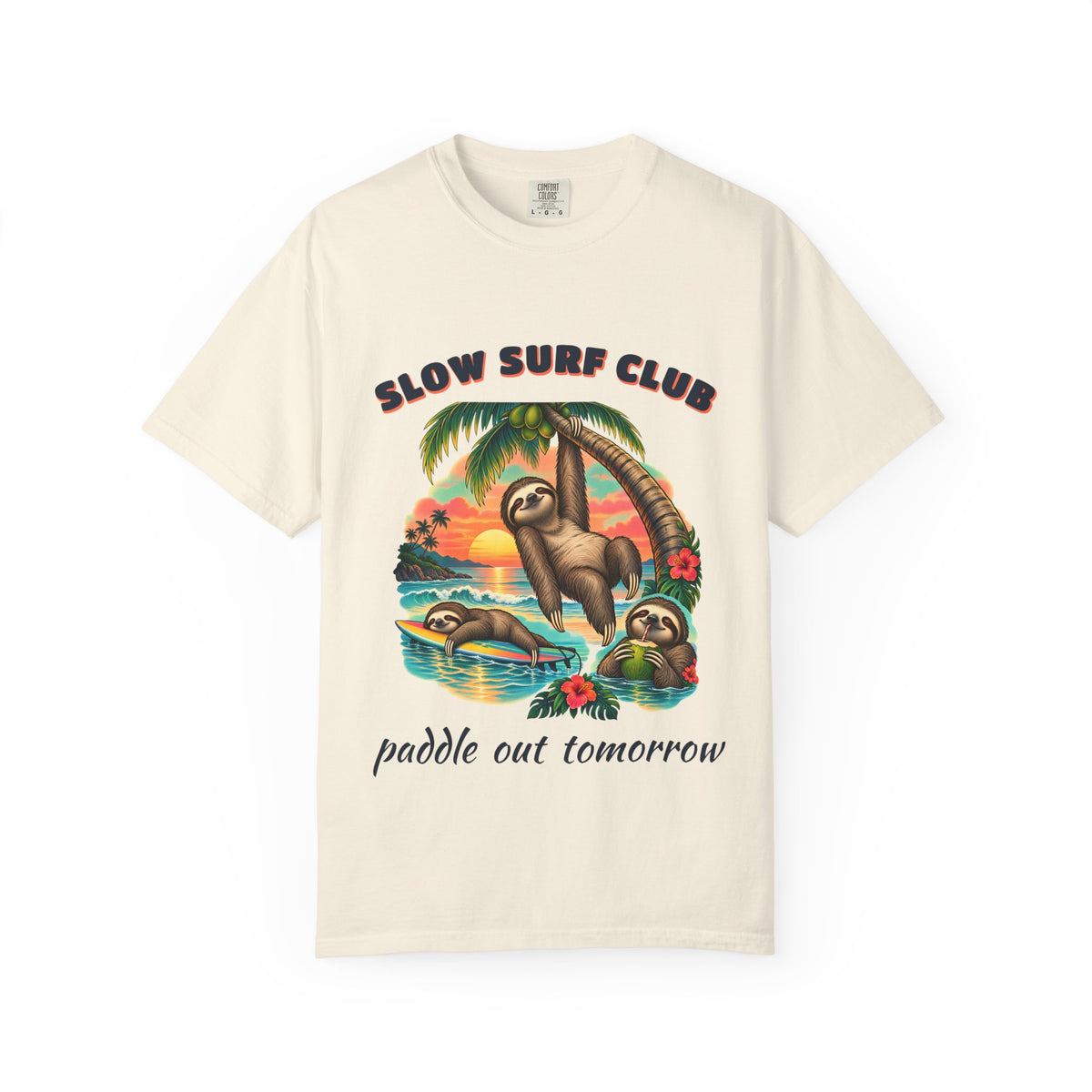 Slow Surf Club Sloth Shirt | Funny Sloth Surf Tee | Comfort Colors T-Shirt