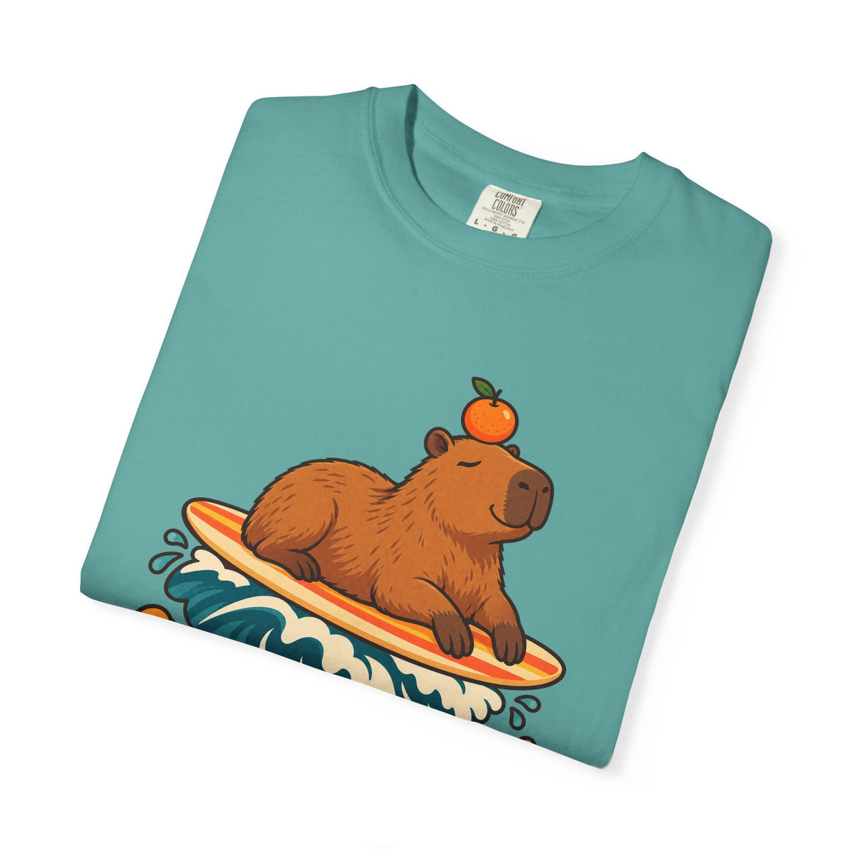 Capybara Go With The Flow Tee | Cute Surfing Capybara Shirt | Funny Animal Surf T-Shirt | Comfort Colors