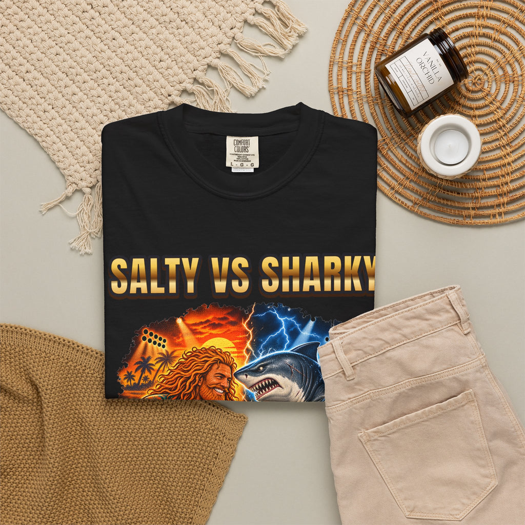 Salty vs Sharky Fight Shirt | Boxing Poster Surf Bootleg Tee | Comfort Colors T-Shirt