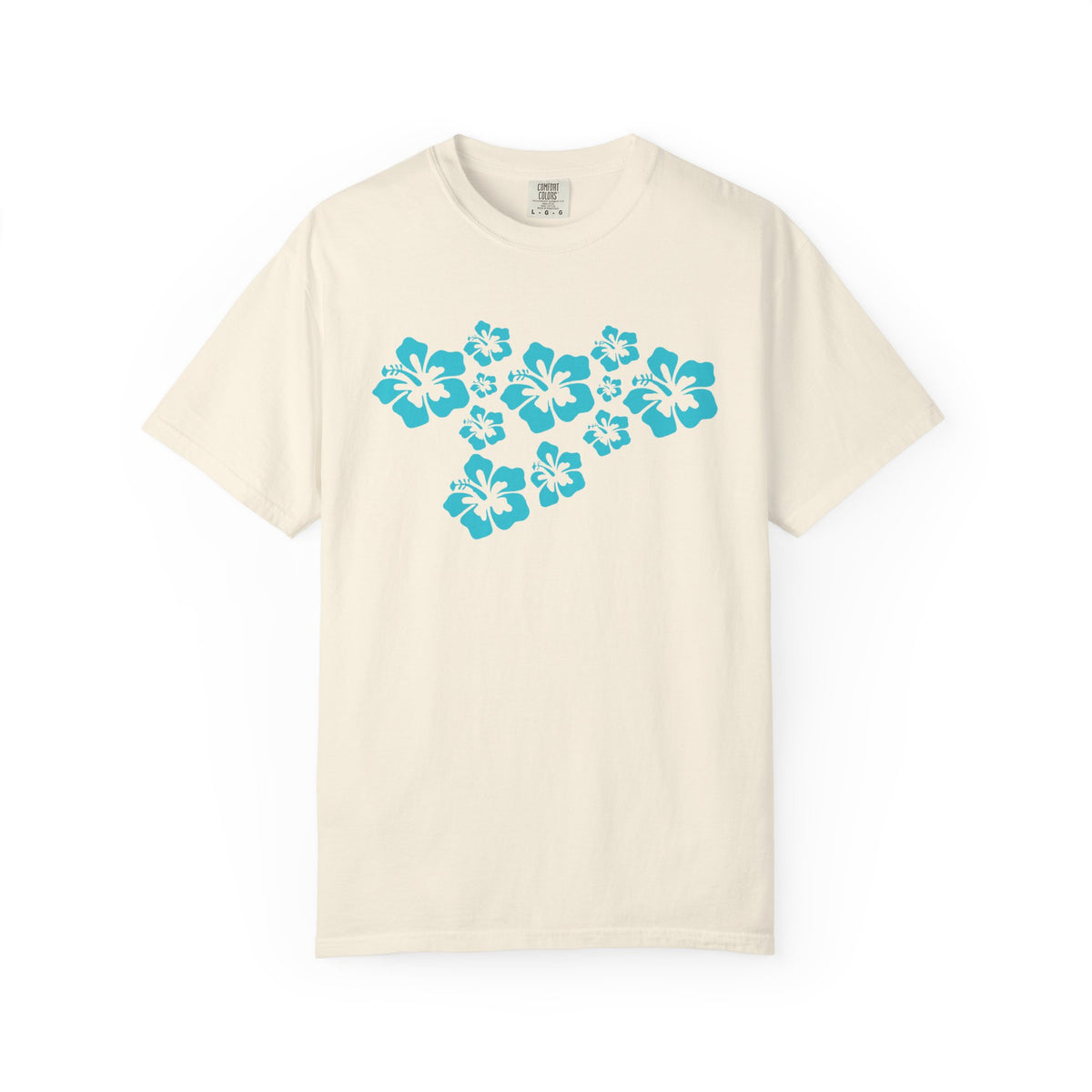 Hibiscus Flowers Tee | Teal Hibiscus Cluster Shirt | Tropical Island Flower T-Shirt | Comfort Colors