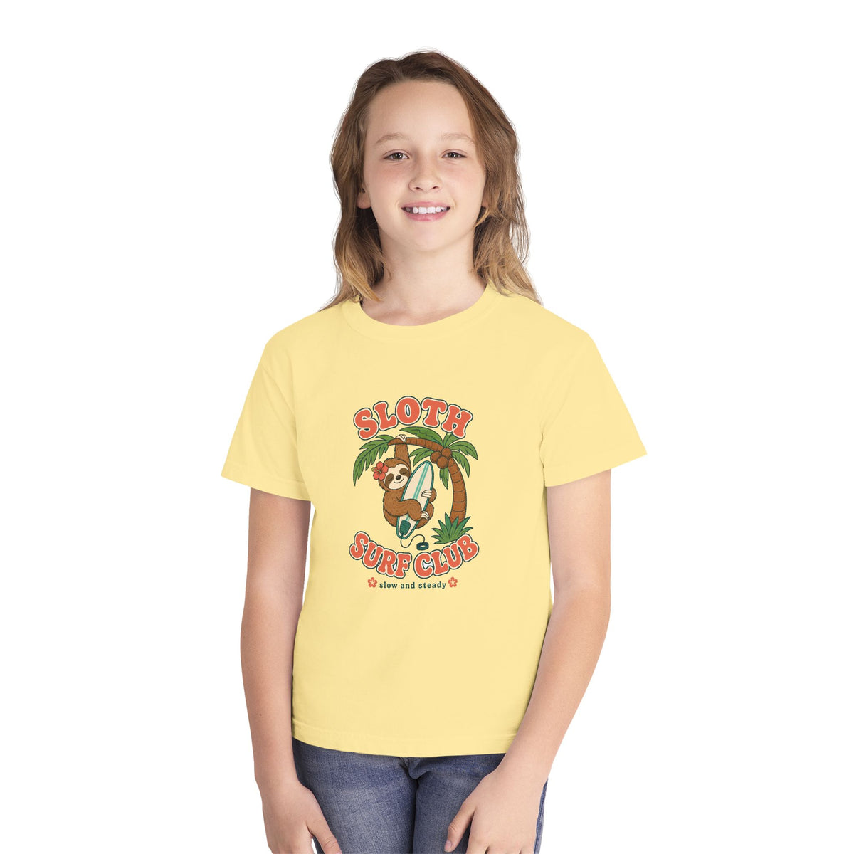 Sloth Surf Club Kids Tee | Sloth Kids Shirt | Youth Beach T-Shirt | Surf Kid Gift