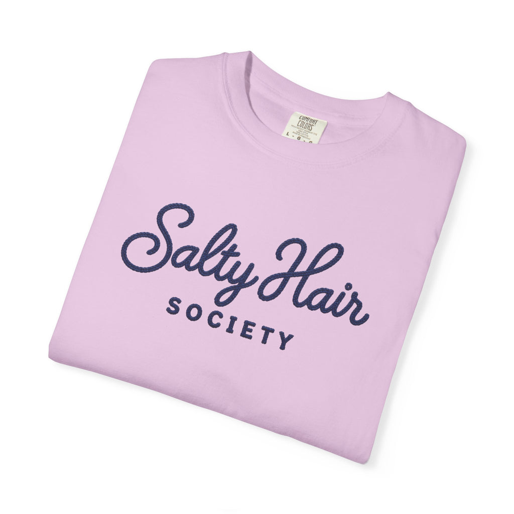 Salty Hair Society Tee | Beach Hair Dont Care Script Shirt | Coastal Girl T-Shirt | Comfort Colors Orchid
