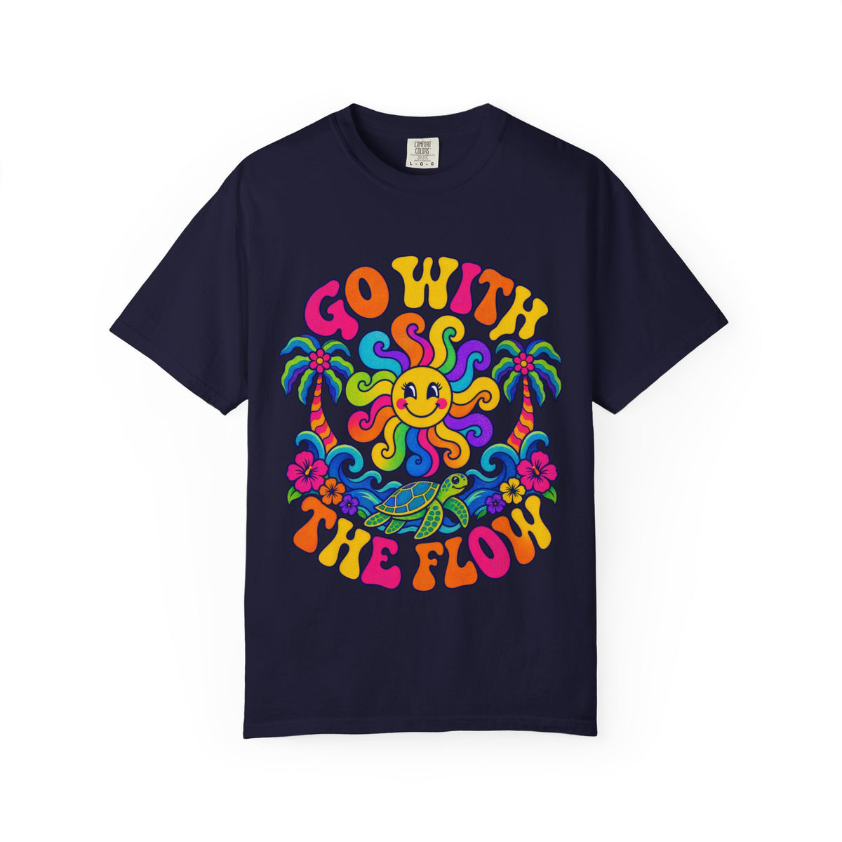 Go With The Flow Tee | Retro Wave Shirt | Positive Vibes T-Shirt | Comfort Colors