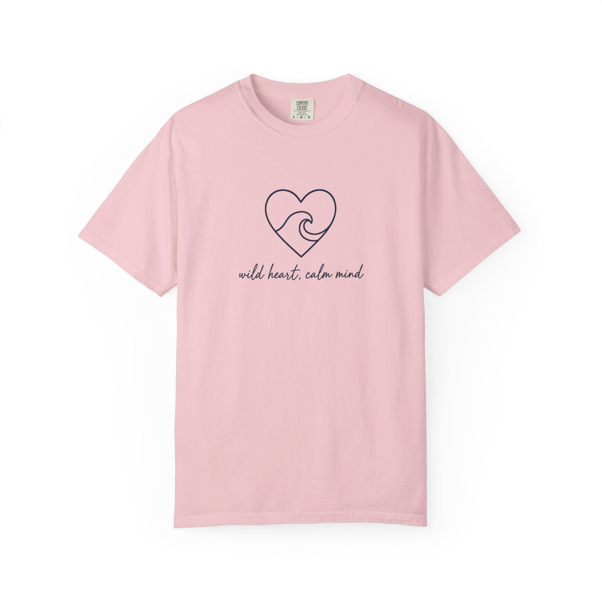 Wild Heart, Calm Mind Tee | Minimal Wave Heart Shirt | Inspirational Ocean T-Shirt | Comfort Colors