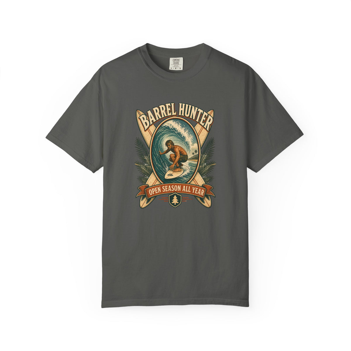 Barrel Hunter Tee | Vintage Barrel Surf Shirt | Retro Beach T-Shirt | Comfort Colors Gift