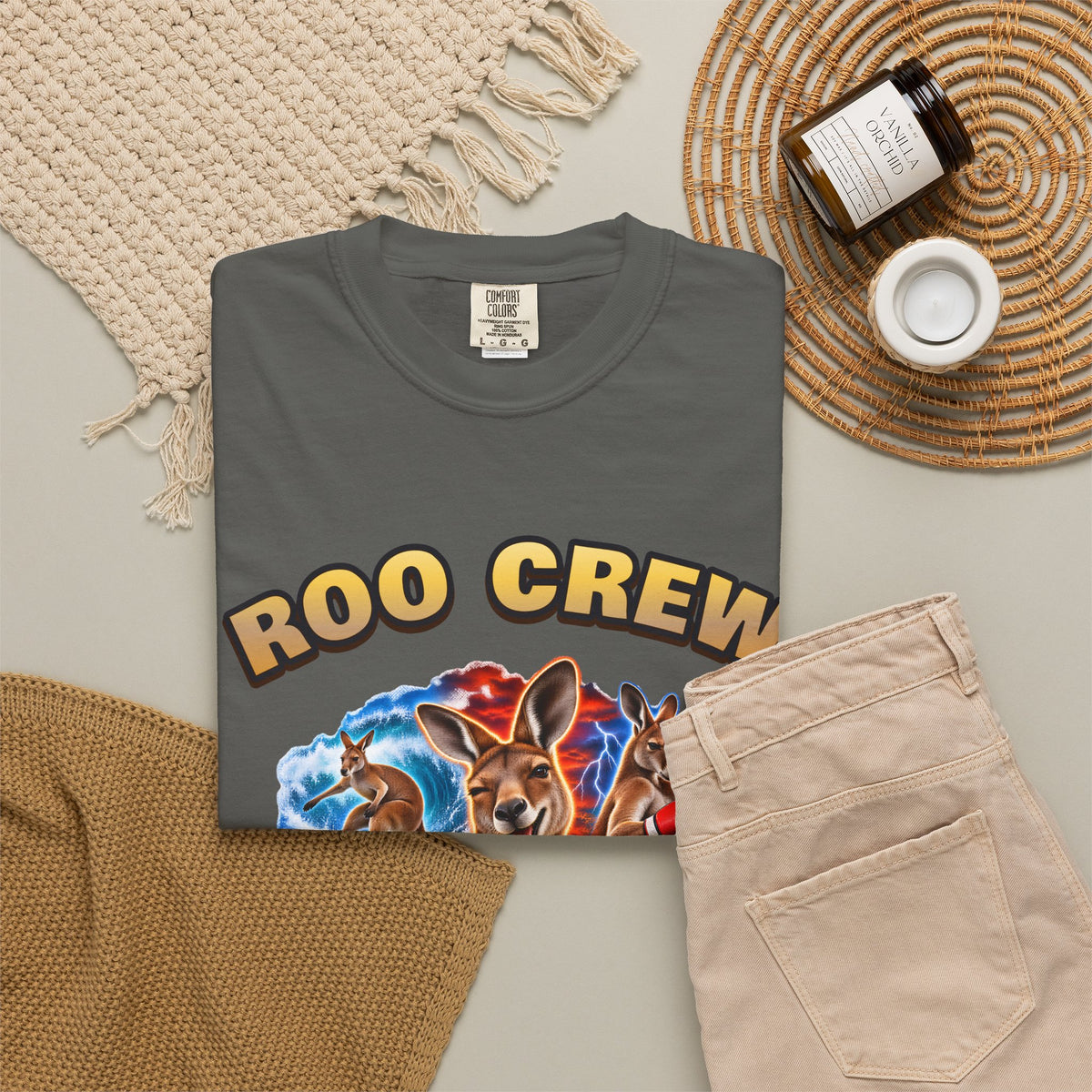 Roo Crew Kangaroo Shirt | Funny Aussie Bootleg Tee | Comfort Colors T-Shirt