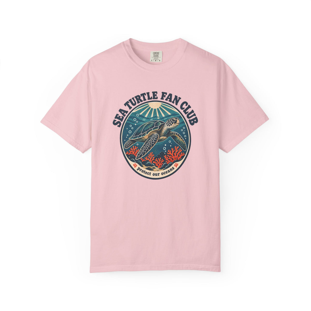 Sea Turtle Fan Club Tee | Vintage Turtle Coral Shirt | Protect Our Oceans T-Shirt | Comfort Colors Gift