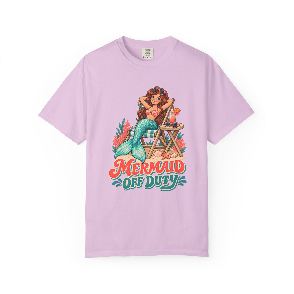 Mermaid Off Duty Tee | Cute Mermaid Beach Chair Shirt | Funny Vacation T-Shirt | Comfort Colors Watermelon