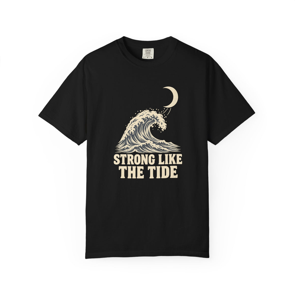 Strong Like The Tide Tee | Vintage Wave Moon Shirt | Inspirational Ocean T-Shirt | Comfort Colors Gift