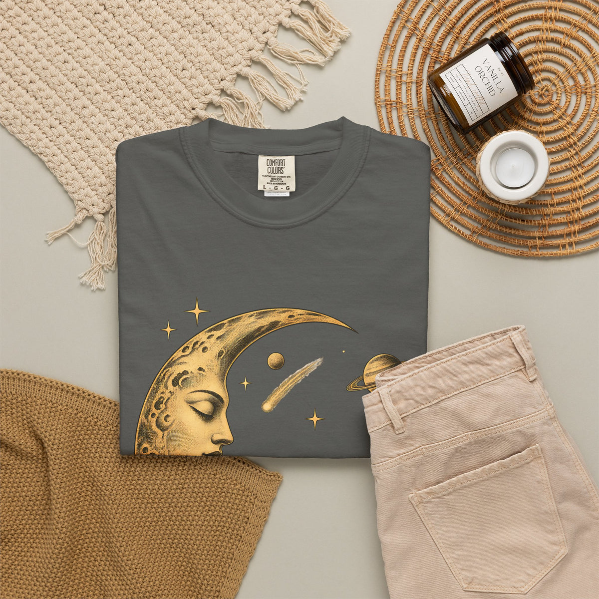 Moon Rider Surfer Shirt | Celestial Moon Surf Tee | Comfort Colors T-Shirt