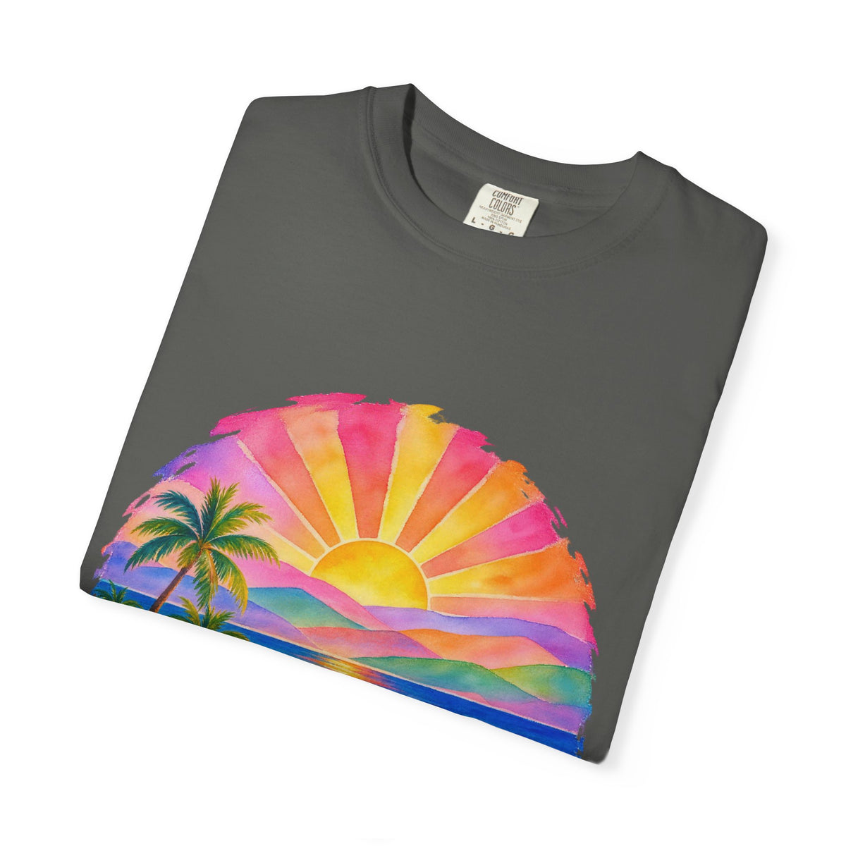 Pastel Coastal Badge Shirt | Watercolour Beach Sunset Tee | Comfort Colors T-Shirt