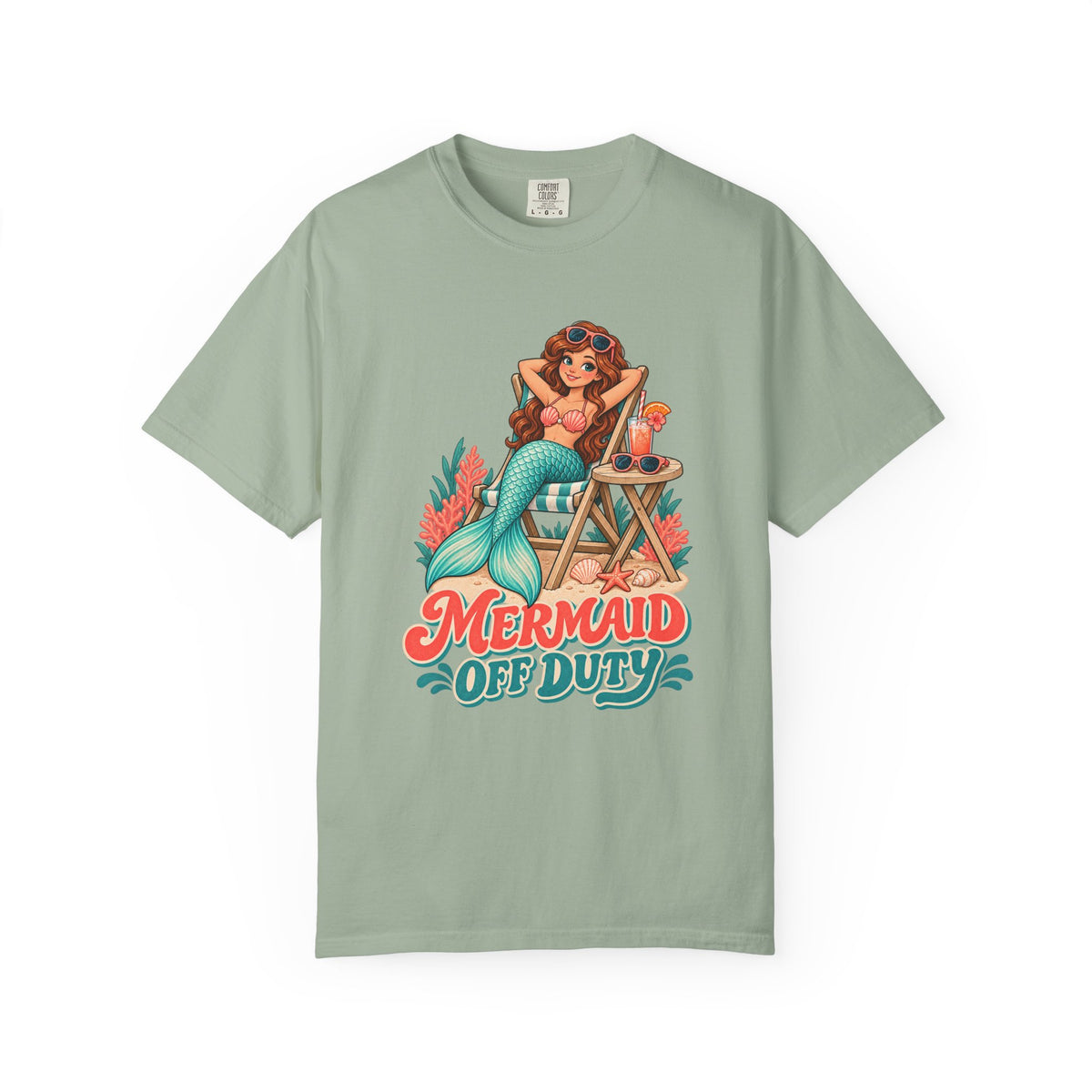 Mermaid Off Duty Tee | Cute Mermaid Beach Chair Shirt | Funny Vacation T-Shirt | Comfort Colors Watermelon