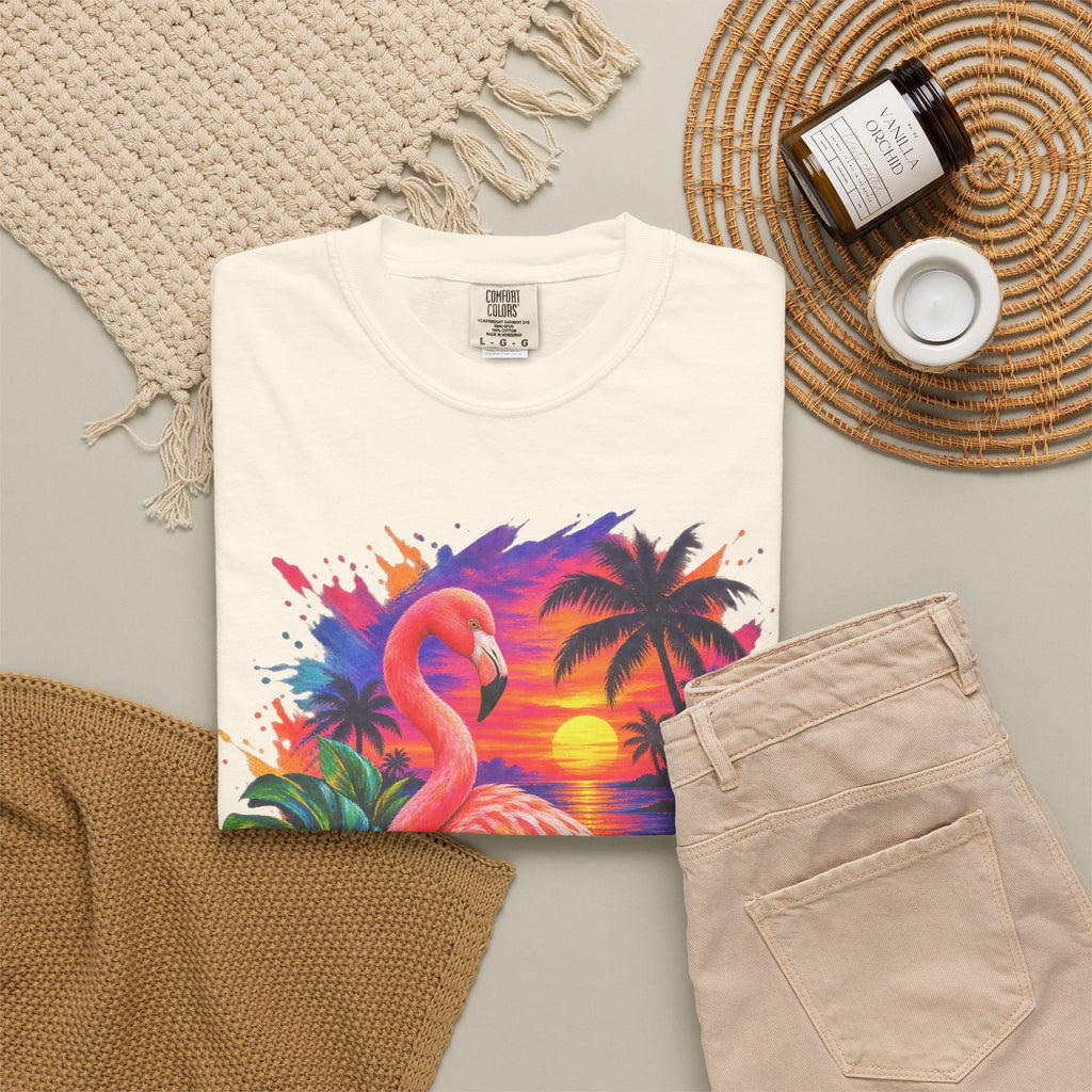 Flamingo Sunset Shirt | Tropical Flamingo Paradise Tee | Comfort Colors T-Shirt