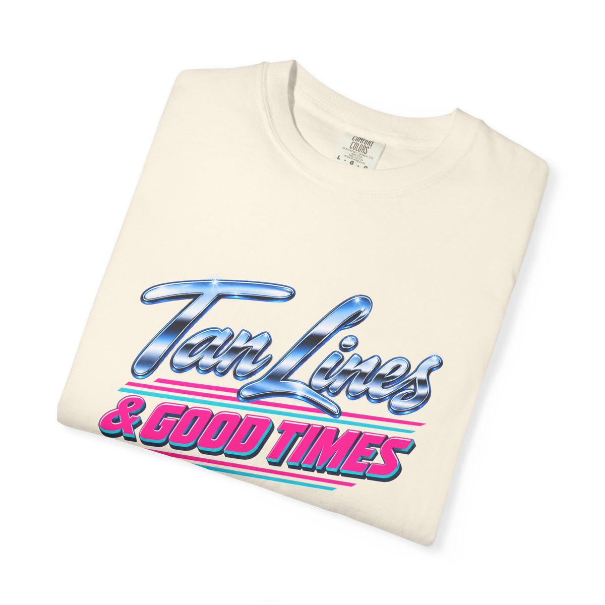 Tan Lines and Good Times Tee | Retro 80s Chrome Summer Shirt | Beach Vacation T-Shirt | Comfort Colors