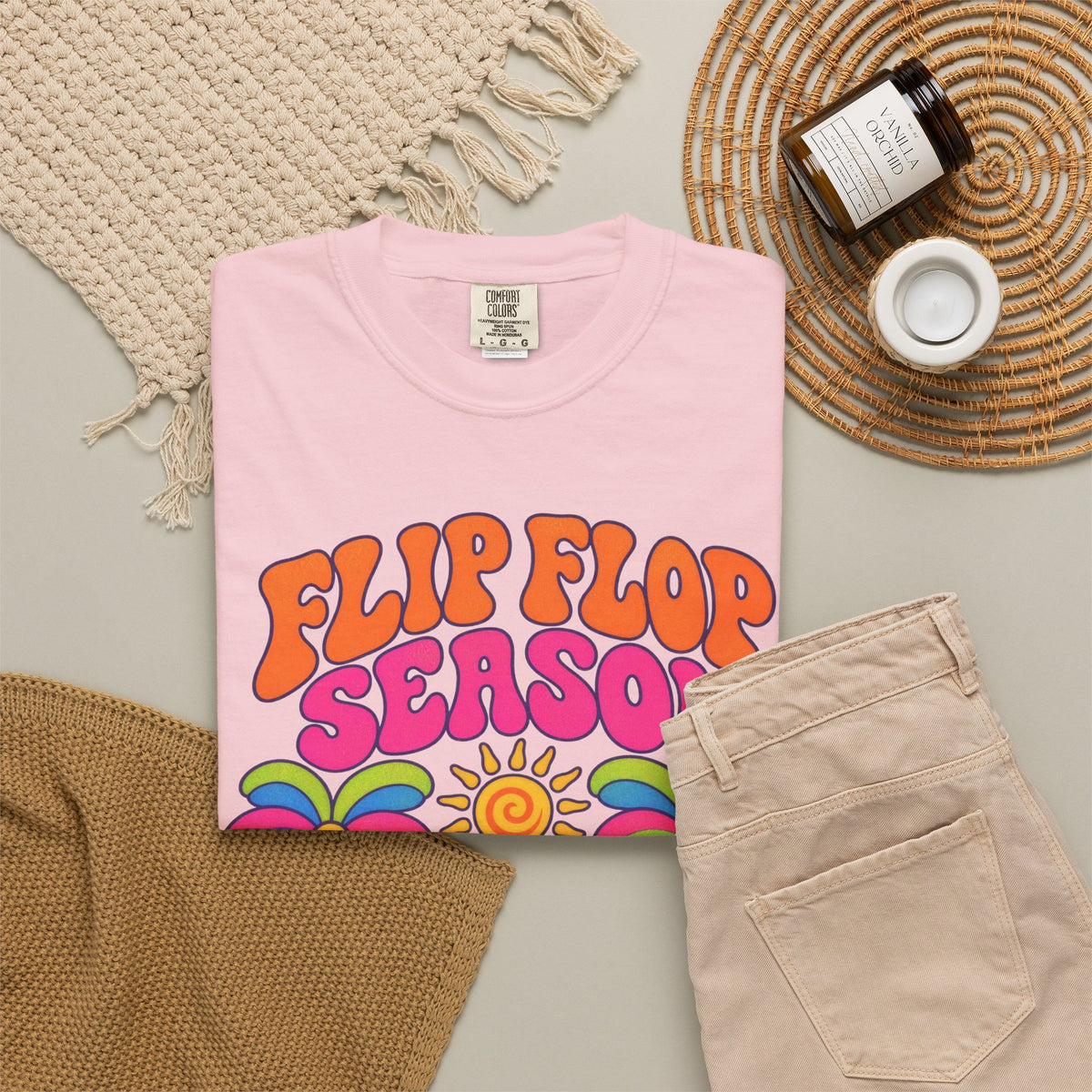 Flip Flop Season Tee | Summer Beach Shirt | Colorful Sandals T-Shirt | Comfort Colors