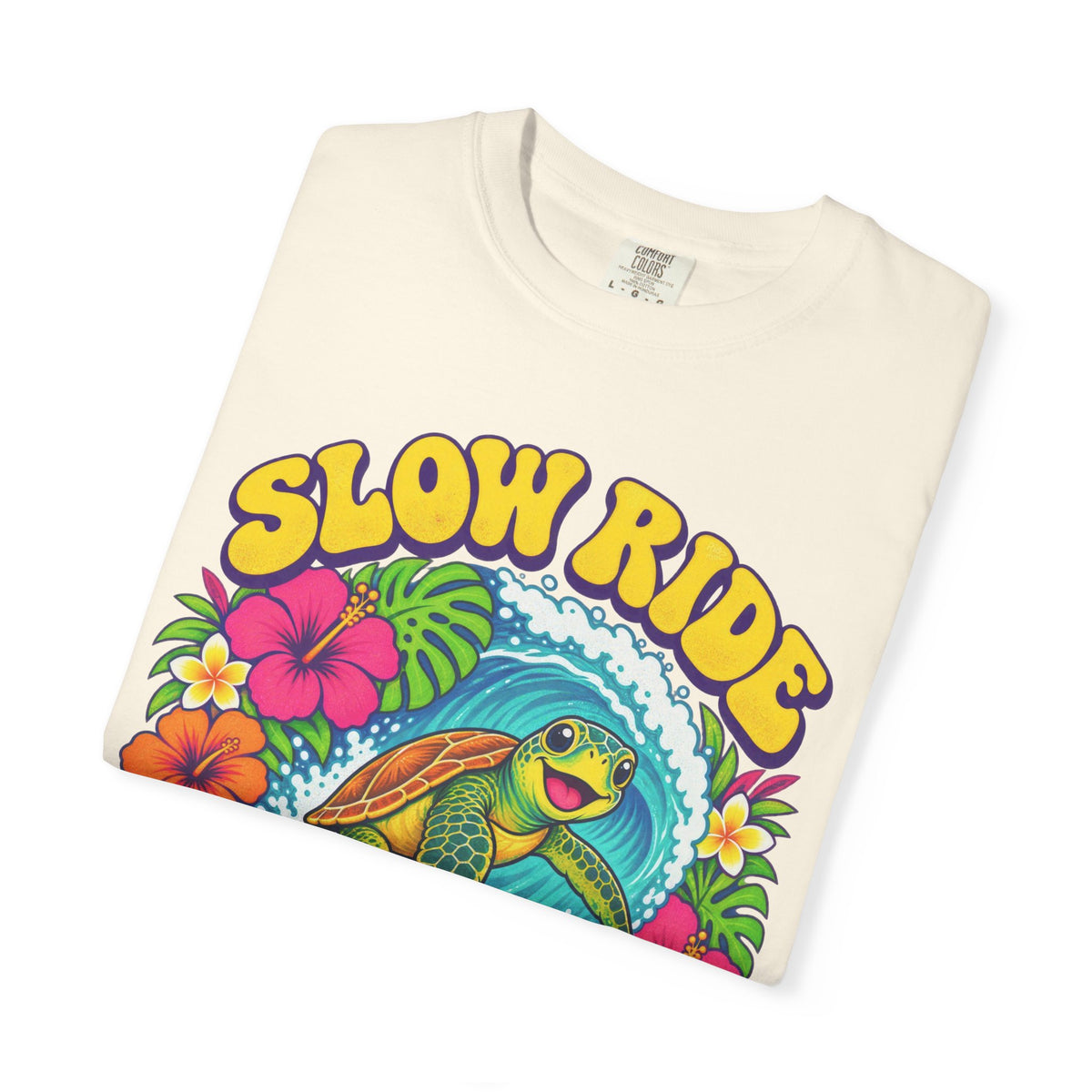Slow Ride Good Tide Tee | Sea Turtle Surf Shirt | Groovy 70s Beach T-Shirt | Comfort Colors
