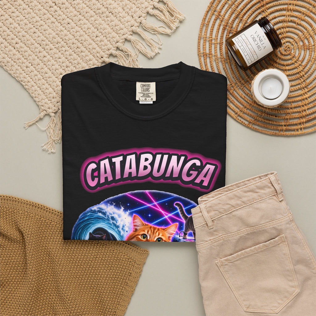 Catabunga Surf Cat Shirt | Funny Cat Bootleg Tee | Comfort Colors T-Shirt