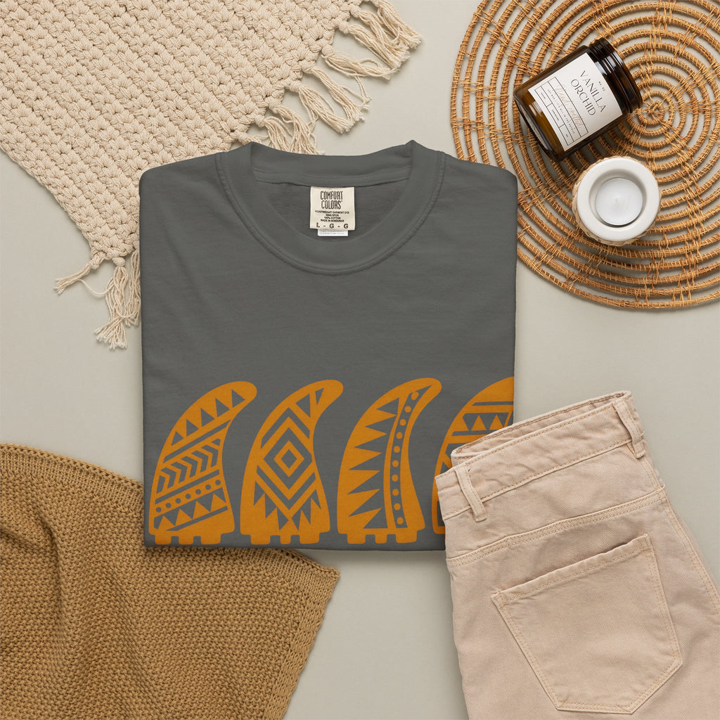 Tribal Fin Rows Shirt | Geometric Surf Fins Tee | Comfort Colors T-Shirt