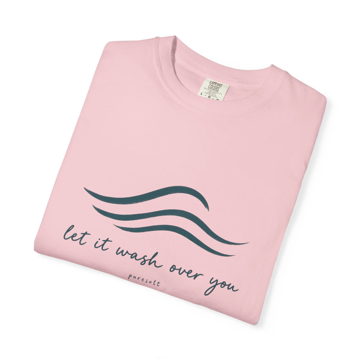 Let It Wash Over You waves T-Shirt | Minimal Ocean Script Tee