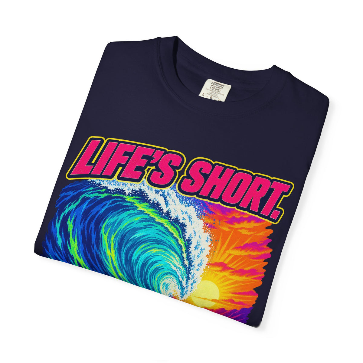 Life's Short Paddle Out Tee | Surf Motivation Shirt | Retro Surfboard T-Shirt | Comfort Colors