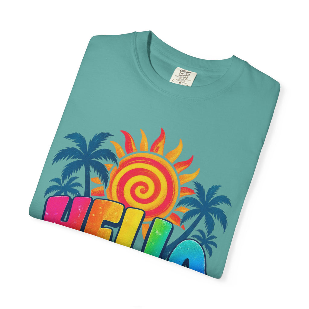 Hello Sunshine Tee | Retro Spiral Sun Shirt | Cute Summer T-Shirt | Comfort Colors