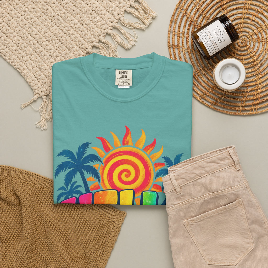 Hello Sunshine Tee | Retro Spiral Sun Shirt | Cute Summer T-Shirt | Comfort Colors