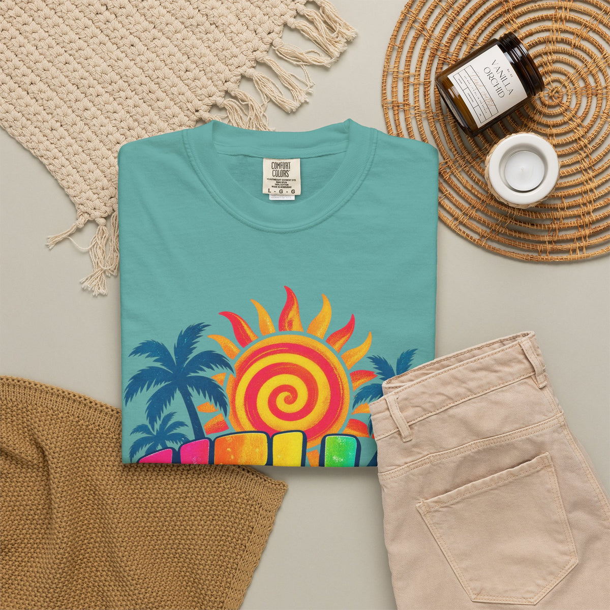 Hello Sunshine Tee | Retro Spiral Sun Shirt | Cute Summer T-Shirt | Comfort Colors